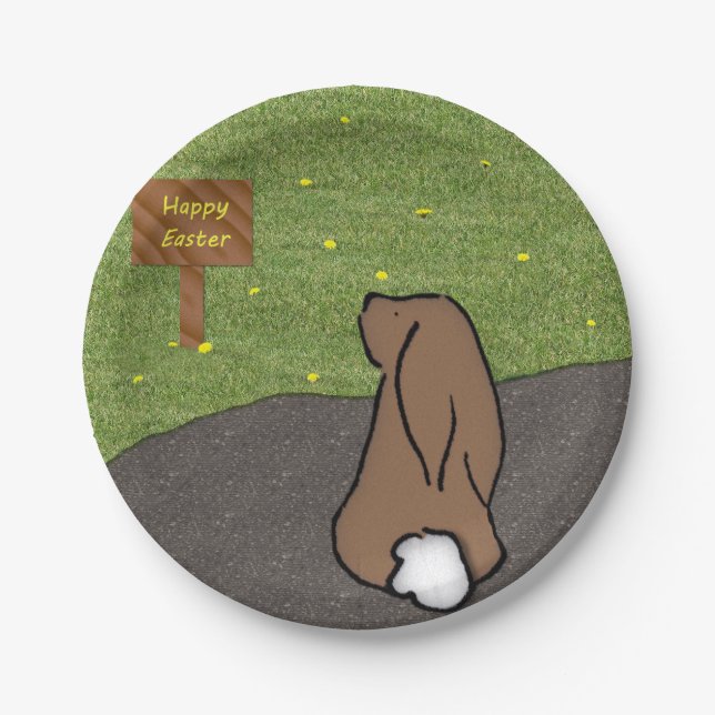 Assiettes En Carton Joyeuses Plaques de papier lapin de Pâques (Devant)