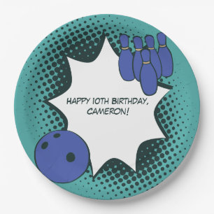 Assiettes En Carton Joyeux 10e anniversaire de la partie de bowling po