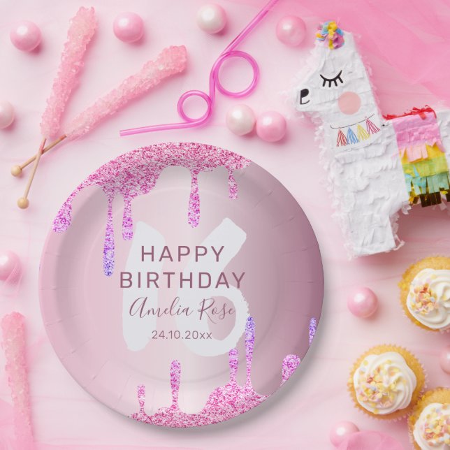 Assiettes En Carton Joyeux 16ème anniversaire Parties scintillant gout (Fête)