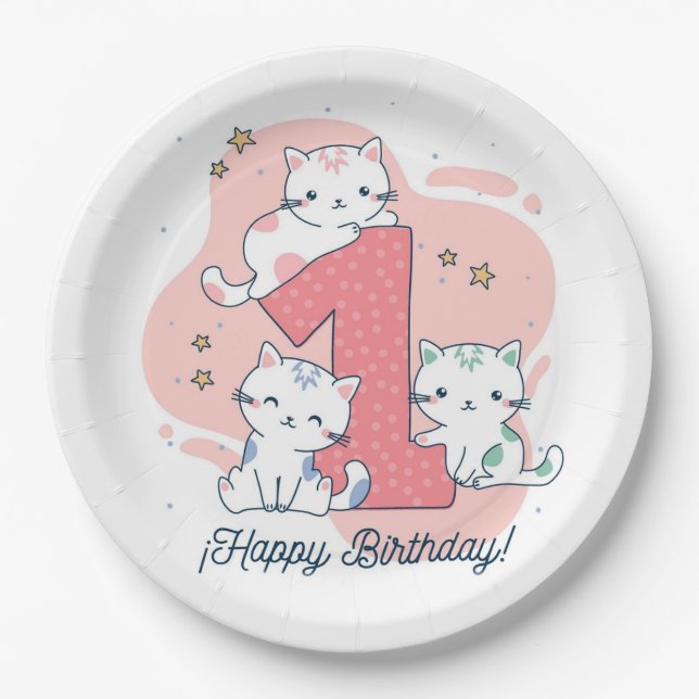 Assiettes En Carton Joyeux 1er anniversaire (Devant)