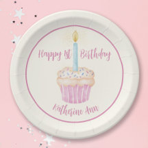 Joyeux 1er Anniversaire Cupcake Plaque de papier