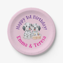 Joyeux 1er anniversaire Filles Jumelles, Chiots  