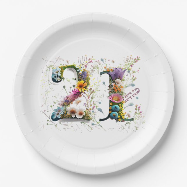 Assiettes En Carton Joyeux 21e anniversaire Fleurs sauvages Joyeux ann (Devant)