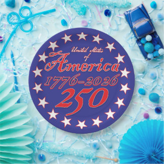 Assiettes En Carton Joyeux 250e anniversaire États-Unis