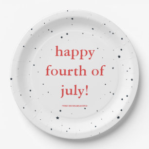 Assiettes En Carton Joyeux 4 juillet avec nom et étoiles