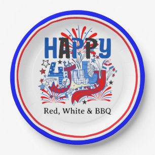 Assiettes En Carton Joyeux 4 juillet Célébration Texte personnalisé