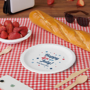 Assiettes En Carton Joyeux 4 juillet rouge blanc et bleu patriotique