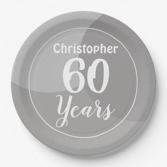 Assiettes En Carton Joyeux 60e anniversaire Plaque papier (Devant)