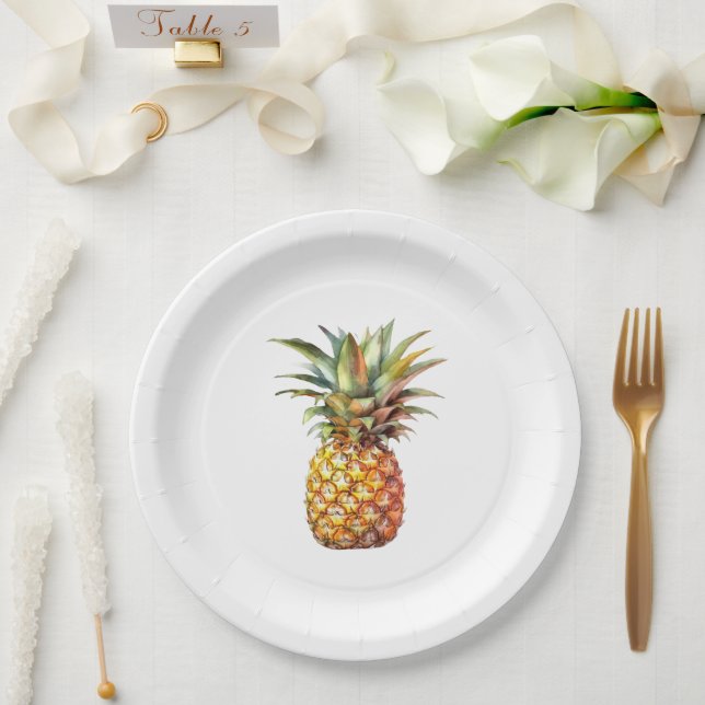 Assiettes En Carton Joyeux ananas tropical (Mariage)