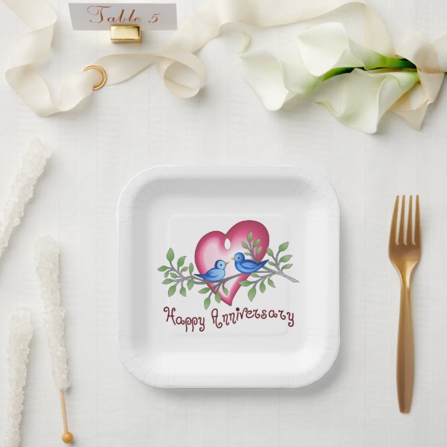 Assiettes En Carton Joyeux anniversaire (Mariage)