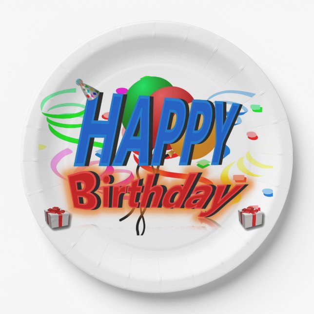 Assiettes En Carton Joyeux anniversaire (Devant)