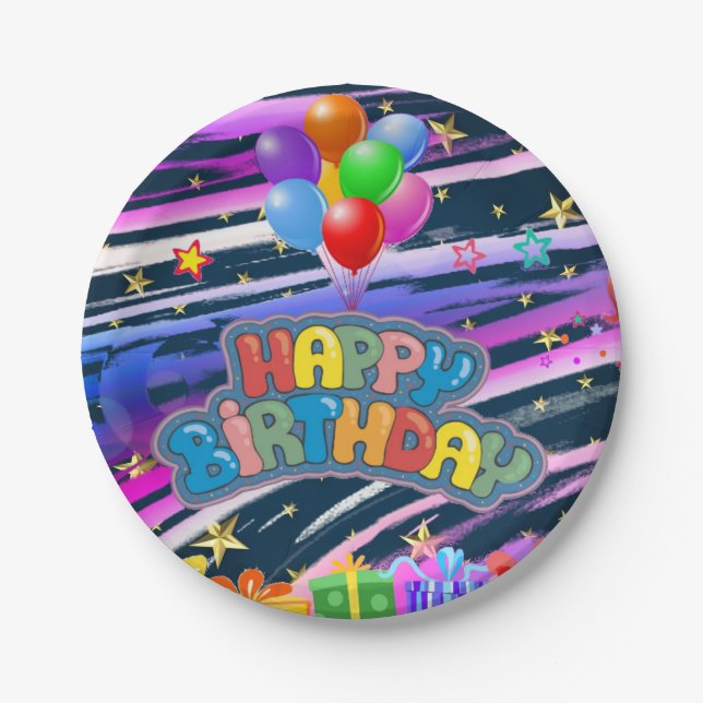 Assiettes En Carton Joyeux anniversaire (Devant)