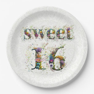 Assiettes En Carton Joyeux Anniversaire 16 ans Texte Fleurs Sauvages
