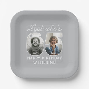 Assiettes En Carton Joyeux Anniversaire 65 Ans Moderne Numéros De Phot