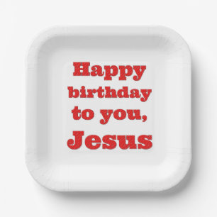 Assiettes En Carton Joyeux anniversaire à toi, Jésus, cadeau de Noël