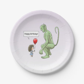 Assiettes En Carton Joyeux Anniversaire au Troll Vert
