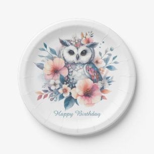 Assiettes En Carton Joyeux anniversaire aux fleurs de cerisier au chou