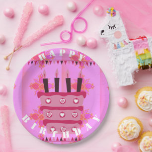Assiettes En Carton Joyeux Anniversaire avec amour et beaucoup d'autre