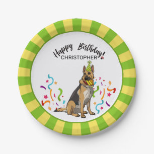 Assiettes En Carton Joyeux anniversaire avec la partie de chien de