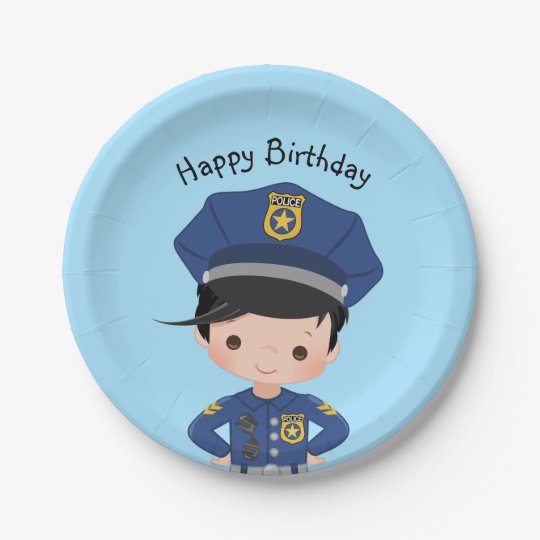 Assiettes En Carton Joyeux Anniversaire Avec Un Officier De Police Zazzle Fr