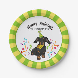 Assiettes En Carton Joyeux anniversaire avec votre Dachshund Dog Party