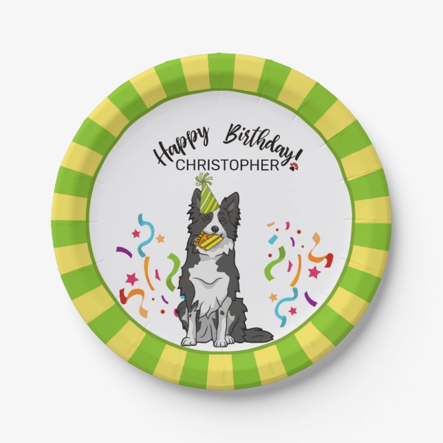 Assiettes En Carton Joyeux anniversaire avec votre partie de chien de (Devant)