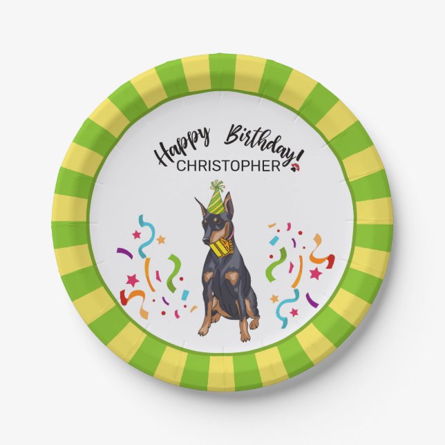 Assiettes En Carton Joyeux anniversaire avec votre partie de chien de (Devant)