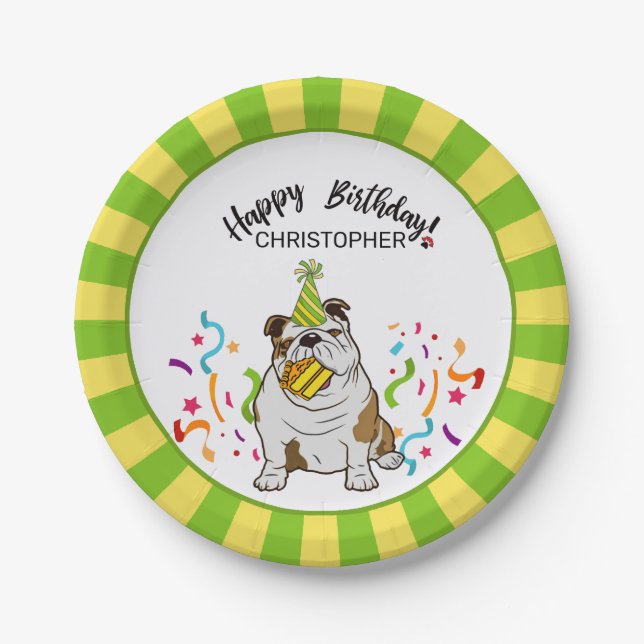 Assiettes En Carton Joyeux anniversaire avec votre partie de chien de (Devant)
