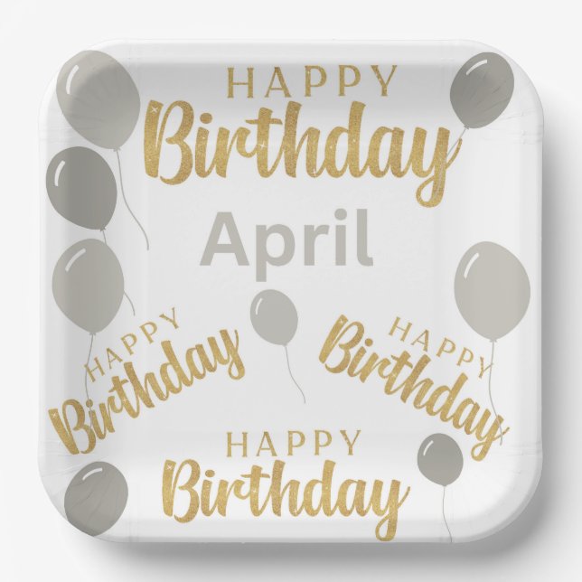 Assiettes En Carton Joyeux anniversaire Avril anniversaires Plaque de  (Recto)