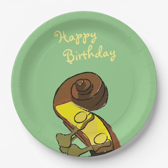 Assiettes En Carton Joyeux Anniversaire Bass Instrumentalist Papier (Devant)