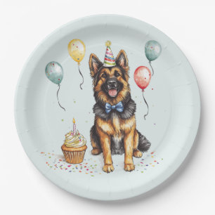 Assiettes En Carton Joyeux Anniversaire Berger Allemand