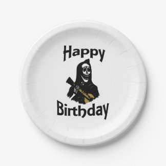 Assiettes En Carton Joyeux Anniversaire Blanc Au-Delà Des Ans