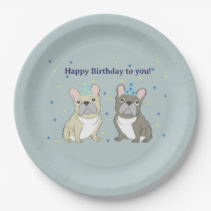 Assiettes En Carton Joyeux anniversaire bouledogue français