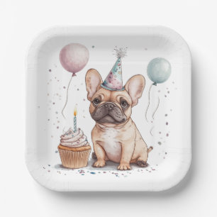 Assiettes En Carton Joyeux Anniversaire Bouledogue Français