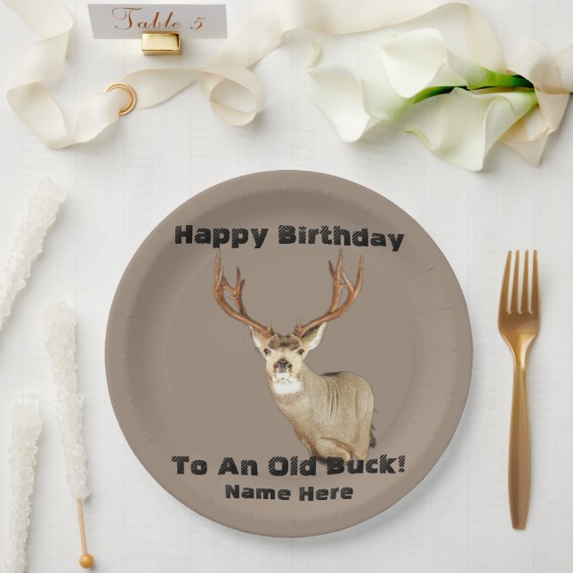 Assiettes En Carton Joyeux Anniversaire Cerf Buck Antlers Vieux Funny  (Mariage)