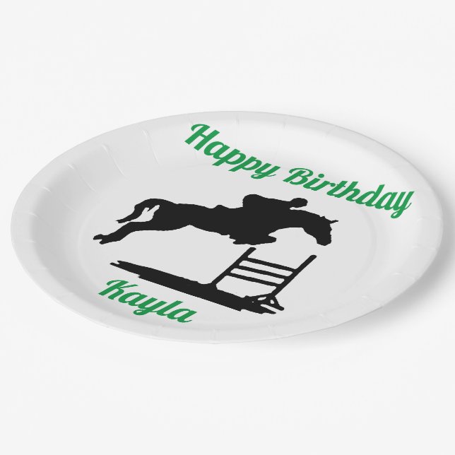 Assiettes En Carton Joyeux Anniversaire Chasseur Cheval Jumper Equestr (Angle)