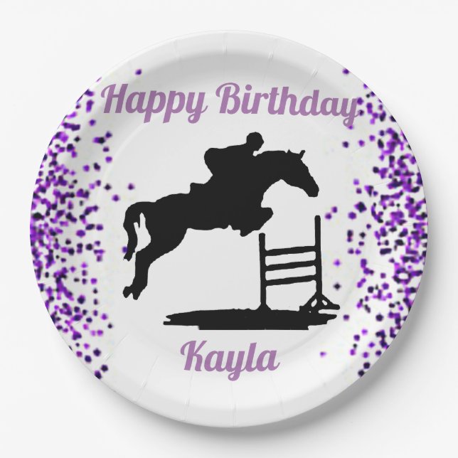 Assiettes En Carton Joyeux Anniversaire Chasseur Cheval Jumper Equestr (Devant)