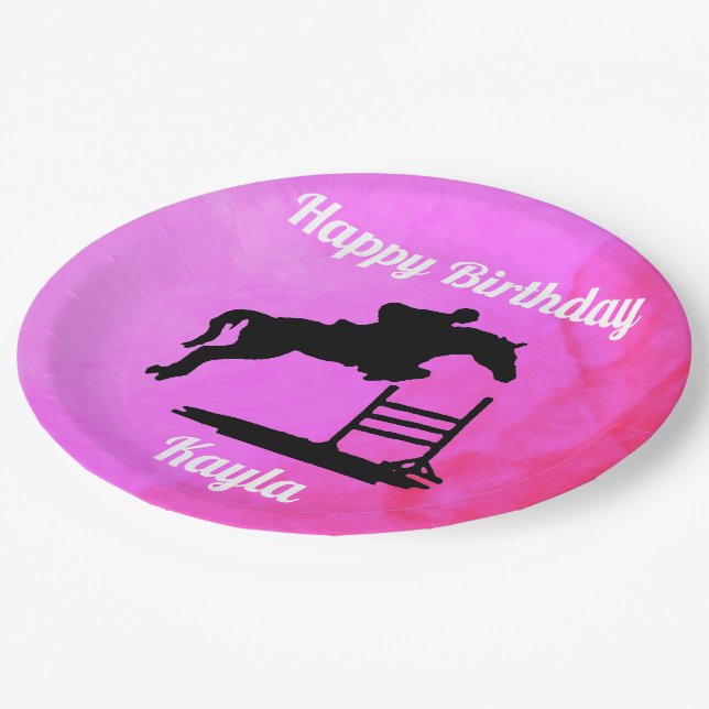 Assiettes En Carton Joyeux Anniversaire Chasseur Cheval Jumper Equestr (Angle)