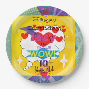 Assiettes En Carton Joyeux Anniversaire Comic Livre Look Custom Papier