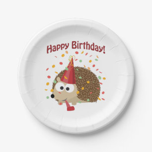 Assiettes En Carton Joyeux anniversaire ! Confetti Hedgehog