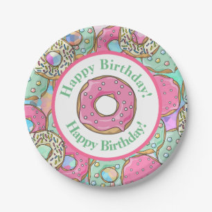 Assiettes En Carton Joyeux anniversaire de butées toriques en pastel