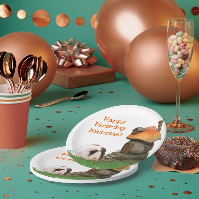 Assiettes En Carton Joyeux anniversaire de l'enfant Guinéen Cochon de  (Multi)