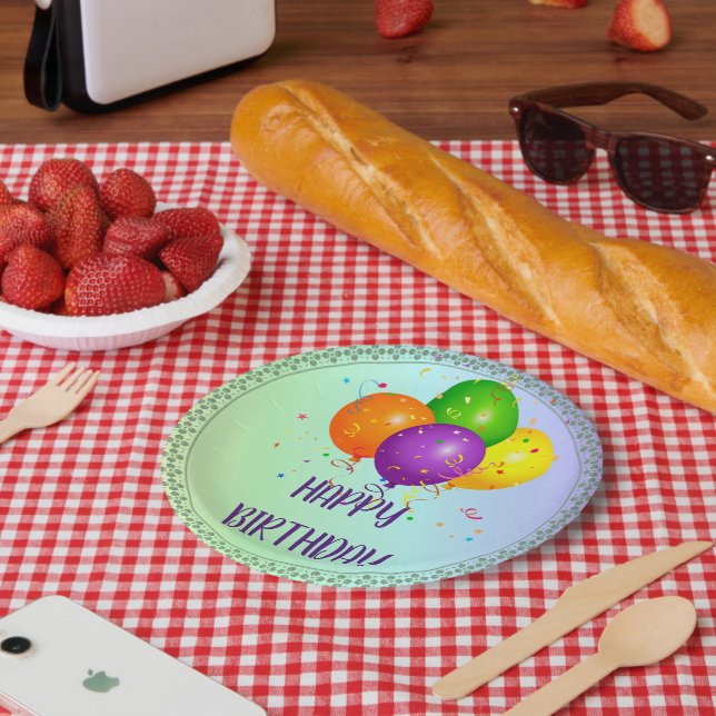 Assiettes En Carton Joyeux anniversaire, design populaire, (Pique-nique)