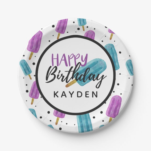 Assiettes En Carton Joyeux Anniversaire Enfant Gâteau de fête glacé d' (Devant)