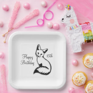 Assiettes En Carton Joyeux anniversaire Fox w Age