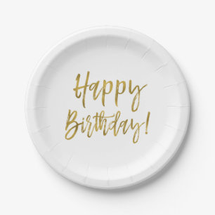 Assiettes En Carton Joyeux Anniversaire Gold Foil