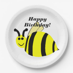 Assiettes En Carton Joyeux Anniversaire Jaune Bumble Bee