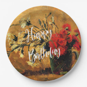 Assiettes En Carton Joyeux anniversaire, Jug aux oeillets rouges et bl