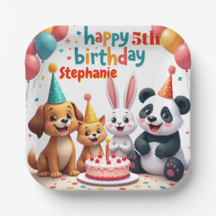 Assiettes En Carton Joyeux Anniversaire Lapin Panda Chat Chien Animaux