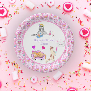 Assiettes En Carton Joyeux Anniversaire Les Chats Font La Fête Nom